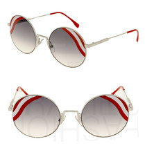 FENDI Waves FF0248S White Red Stripe Mirrored Sunglasses Round Runway 0248 - £203.38 GBP
