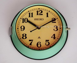 Vintage Maritime Seiko Wall Clock Slave Nautical Industrial Ship Clock Teal - £108.99 GBP