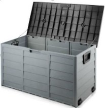 All-Weather Deck Box Storage W/ Wheel Uv Pool Shed Bin Backyard Porch 75... - £70.78 GBP
