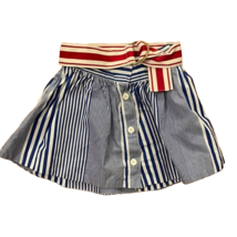 Ralph Lauren Cotton Blue Striped Skirt Girls 6X Belted Preppy - £11.58 GBP