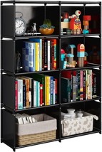 Jiuyotree 5-Tiers Portable Bookshelf With Fabric Cloth At Back, 8 Cube, Black - £28.11 GBP
