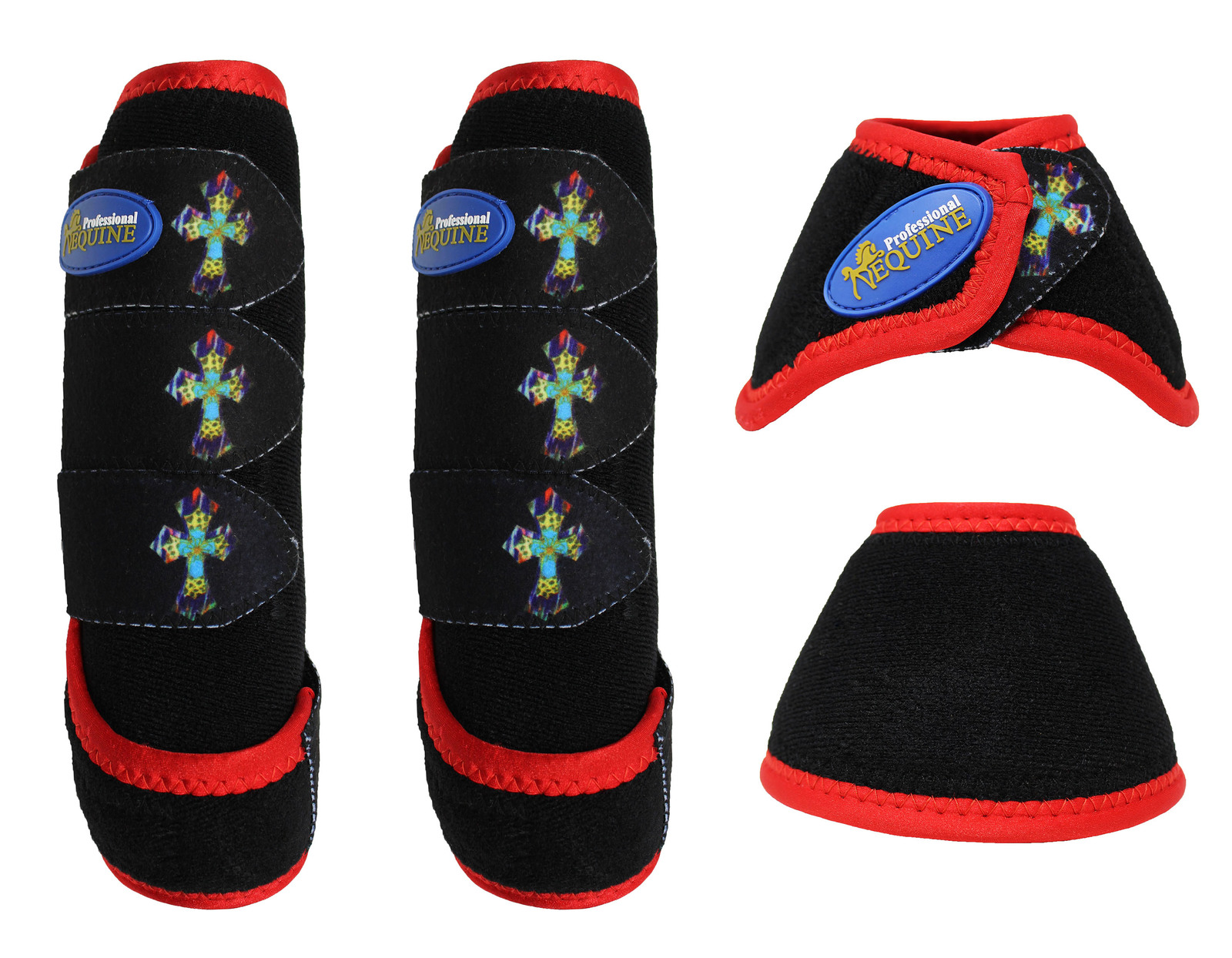 Horse  Medium Sports Medicine Splint Boots Cross Black 4182A Item image 3