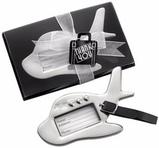 New Lot Of 3 Kate Aspen Chrome Airplane Luggage Tags In Gift Boxes Free Shipping - £10.67 GBP