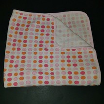 Spasilk Pink Orange Polka Dot Waffle Knit Baby Blanket Lovey Cotton Thermal - £16.87 GBP
