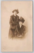 RPPC Two Lovely Edwardian Ladies Fancy Hats Fur Hand Muff Chicago Postcard C41 - £9.36 GBP