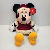 Disney Store Minnie Mouse Traditions Mrs. Santa Christmas Plush Red Velvet 15&quot; - £7.98 GBP