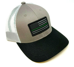 Thin Green Line Usa American Flag Logo Curved Bill Mesh Trucker Snapback Hat Cap - £8.96 GBP
