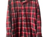 Authentic Flannel Shirt Mens XL  Button Up Plaid Casual Cabincore Red Sc... - $14.94