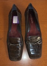 Aerosoles 7M Women’s Shoes Playfill Brown Croc Print Wedge Loafers Leather. - $40.81