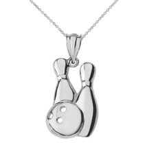 .925 Sterling Silver Bowling Pins 3 hole Ball Pendant Necklace - £26.13 GBP+