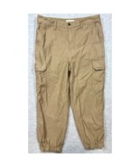 Madewell Womens Cargo Joggers 31 Fatigue Pants Tan Cotton Casual Elastic... - $19.06
