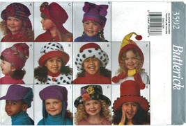 Butterick 3592 320 WINTER HATS Girls Boys Beanie Elf Size S M L pattern ... - $17.80