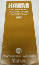 Jet Continental Airlines Hawaii Hotel SS Lurline 1970 Timetable Travel Brochure - £15.53 GBP