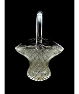 11&quot; Vintage Pressed Glass Basket Bowl Vase Diamonds Buttons Pattern - £18.83 GBP
