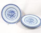 Chinese Dragon Rice Grain Blue Porcelain 4-PC 9.25-inch Round Plate Set - £58.82 GBP