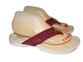 Spenco Orthotic Memory Foam Burgundy Flip Flops Women Size 8 B Leather S... - $26.13