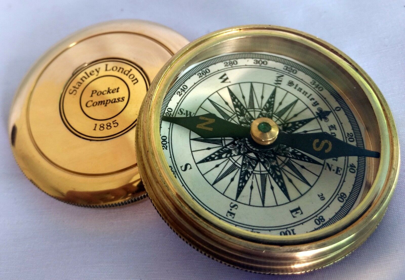 Halloween Brass Poem Stanley London 1885 Compass Nautical Pocket Compass - $15.63