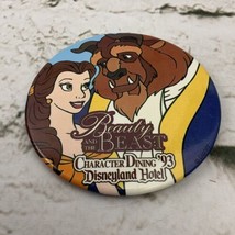 Collectible Pin Back Button Vintage Disneyland Hotel Beauty &amp; The Beast ... - $14.84