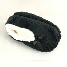 Girls Ballet House Slippers Fuzzy Soft Sole Black White Size 1 - £7.82 GBP