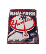 Vtg 90s New York Yankees Baseball Spell Out Fringed Throw Blanket 44x56 USA - $926.98 MXN