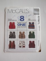 1995 McCalls Sewing Pattern 7778 Girls Lined Vest 8 Styles Size 2-4 Vintage UC - $10.44