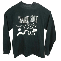 Long Sleeve T-Shirt Size M Black Fruit of Loom 1995 Made USA Music Vintage 90s - £8.46 GBP