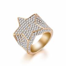 New Inlaid Rhinestone Luxury Shiny Diamond CZ Star Ring Hip Hop Cubic Zirconia D - £8.57 GBP+