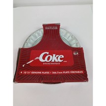 Vintage Coca Cola Embossed Clear Glass Dinner Plate 10 1/2&quot; Set 4 Coke C... - $49.96