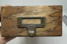 Vintage Oak Card Catalog Library Drawer Brass Pull - £21.67 GBP