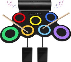 Sunkoo Electronic Drum Set For Kids, Adult Beginner Pro Midi Drum Kit, Roll Up - £47.92 GBP