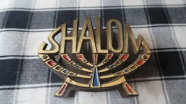 Vintage Shalom Jerusalem Brass Napkin Or Letter Holder 1960&#39;s 4.5&quot; - £30.70 GBP