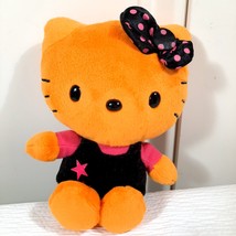Sanrio Hello Kitty Orange Plush Halloween Stuffed Animal pink star black bow toy - £25.58 GBP