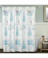 Christmas Seas and Greetings 70&quot;x72&quot; Shower Curtain and Hooks Set Beach ... - £26.91 GBP