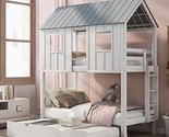Merax Twin Over Twin House Bunk Beds with Trundle, Wood Bed Frames with ... - $963.99