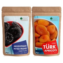 Organic &amp; Natural Pitted Prunes Dried Plums &amp; Jumbo Turkish Apricots 2x200g - £17.09 GBP