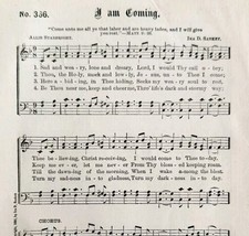 1883 Gospel Hymn I Am Coming Sheet Music Victorian Church Religious ADBN... - €17,11 EUR