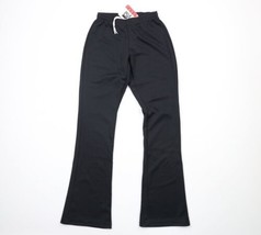 NOS Vintage 90s Streetwear Womens Medium Blank Flared Wide Leg Pants Bla... - $49.45