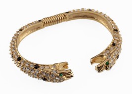 Kenneth Lane Gorgeous Gold Tone Costume Cuff Snake Motif - £58.66 GBP