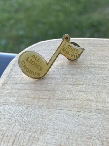 Vintage Lions Club Lapel Pin 1988 All Chorus MD-20 Song Yellow 1.5&quot; - $22.75
