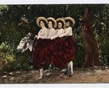 4 Women on a Donkey Postcard 1900 4 Queens on a Jack - $13.86
