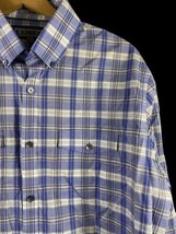 Express Shirt Size Large Fitted Mens Button Down Blue White Windowpane P... - $35.69