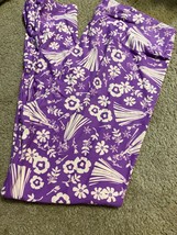 LuLaRoe Disney Leggings Sleeping Beauty Princess Aurora Floral NWT TC2 purple - £14.79 GBP