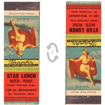 Vintage Matchbook Cover Star Lunch Harry Fortino Mt Pleasant MI 1940s Girlie car - £15.60 GBP