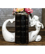 Rustic White Stone Finish Ocean Siren Mermaid Body &amp; Tail Bookends Figur... - $729.30 MXN