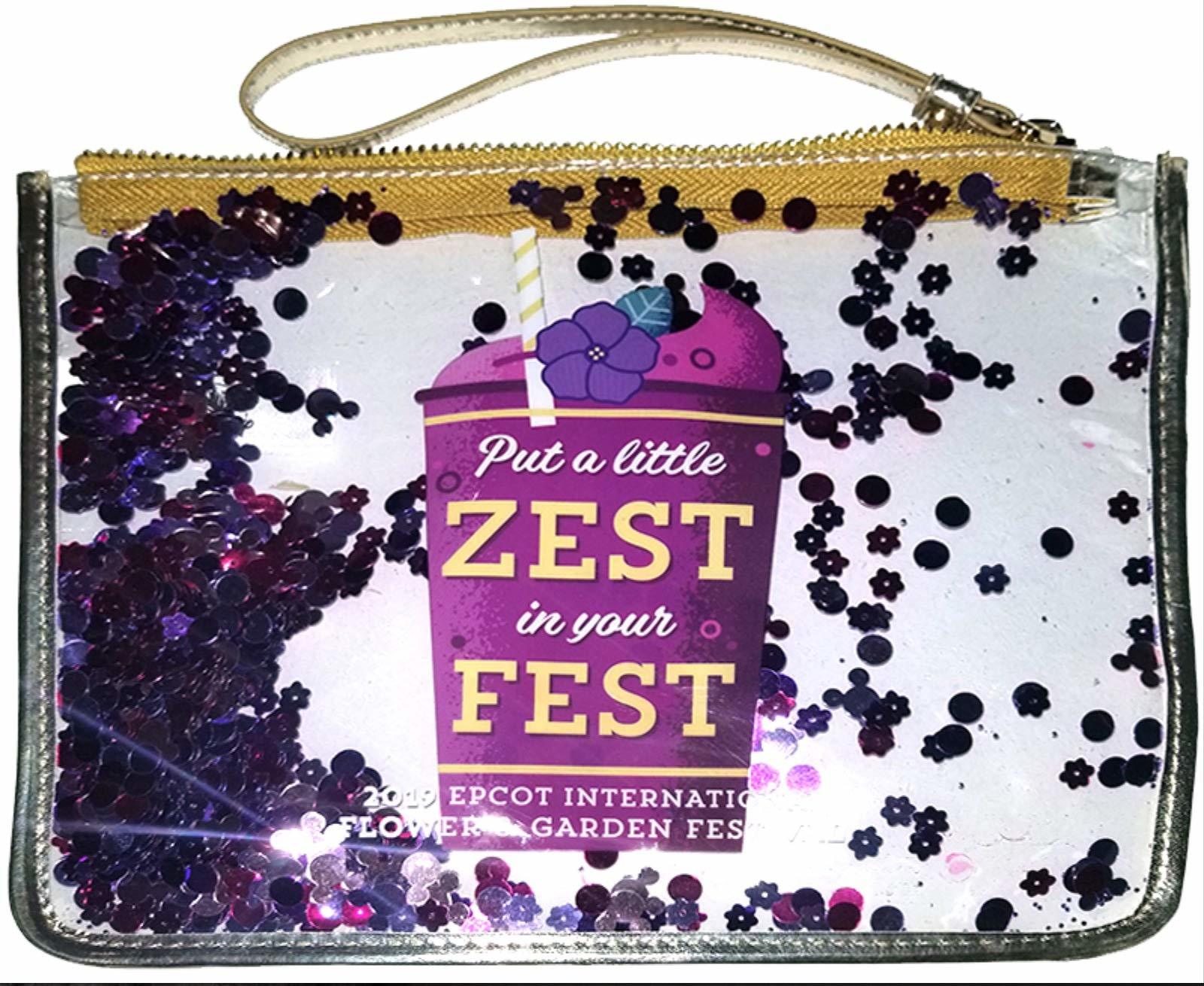 Epcot Flower And Garden 2019 Violet Lemonade Zip Pouch Wristlet Cosmetic Bag - $24.74