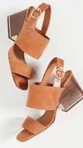 Tory Burch Selby 75MM Block Heel Sandal Silk Suede Leather Wedge $278, NIB! - £101.48 GBP