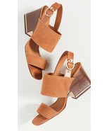 Tory Burch Selby 75MM Block Heel Sandal Silk Suede Leather Wedge $278, NIB! - £98.35 GBP