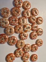 Antique Stencil Buttons Beautiful 19thC China Orange Unique Patterns-40 - $177.31