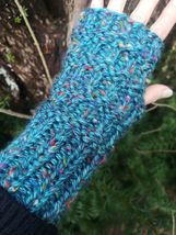 new Key Largo Tweed Chunky Knit Handmade Fingerless Texting Gloves Rayon... - $28.00