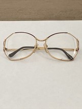 VTG New St Moritz Red &amp; Gold Sabrina Diva RX Eyeglass Frames Art Deco 52-16 - £15.44 GBP